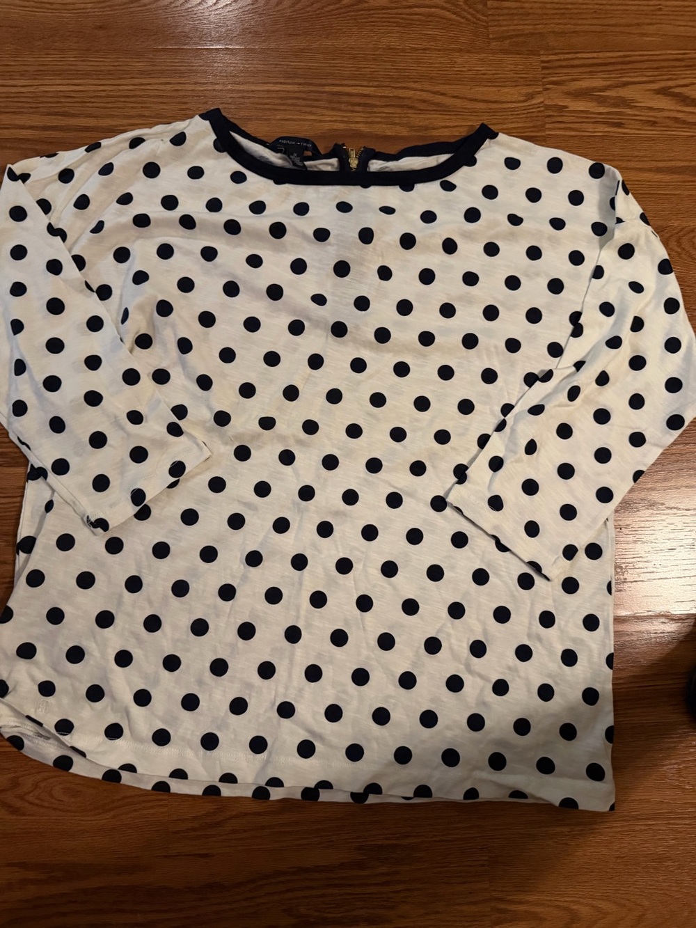 Tommy Hilfiger White Long Sleeve Top with Black Polka Dots